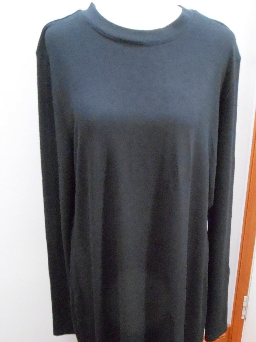 Prologue Women's Black Long Sleeve Crew Neck Sweater Dress 8" Side Slits Size-XL